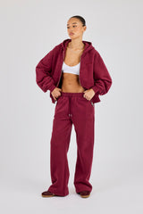 Oversized Zip Through Hoodie & Jogger - Burgundy