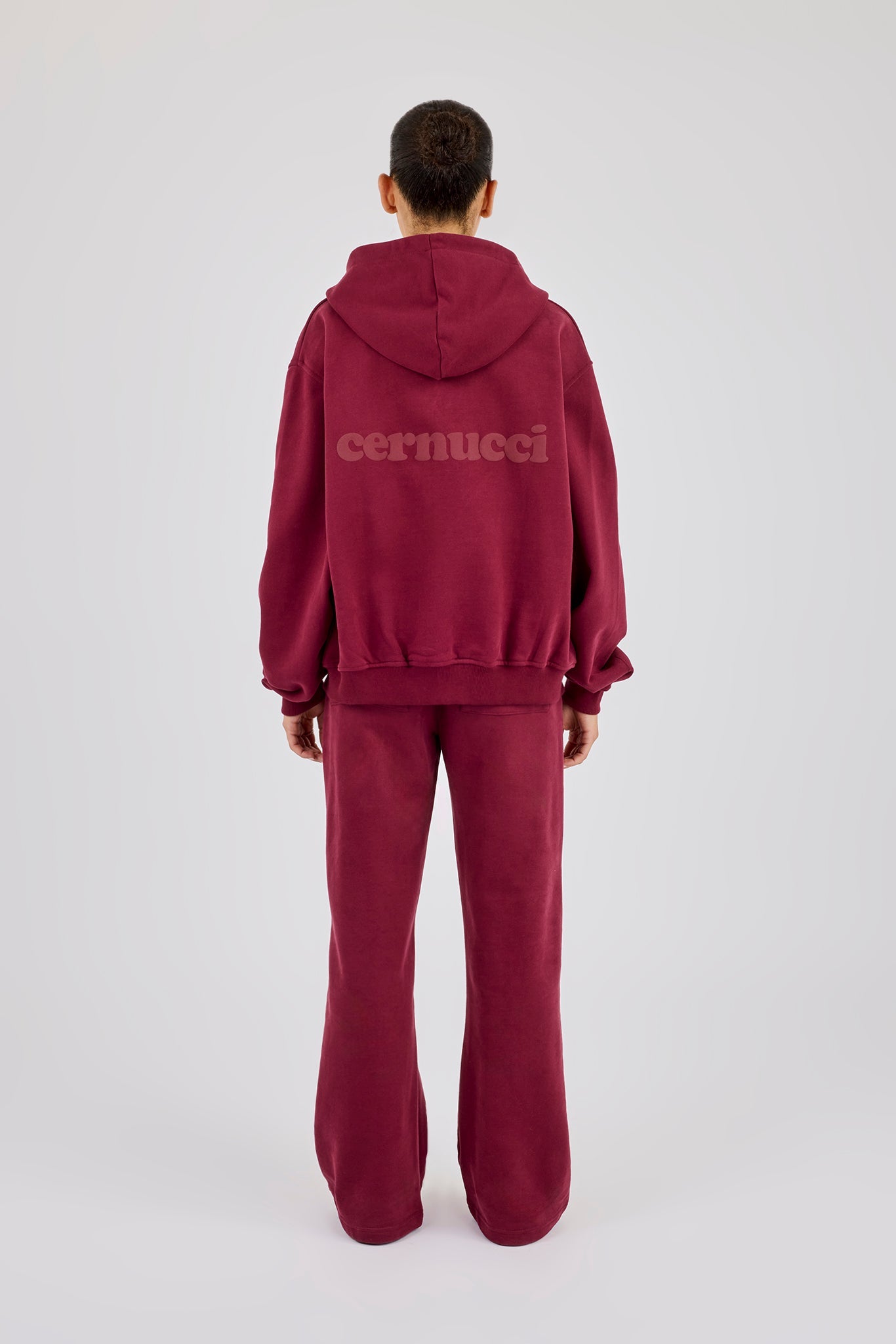 Oversized Zip Through Hoodie & Jogger - Burgundy