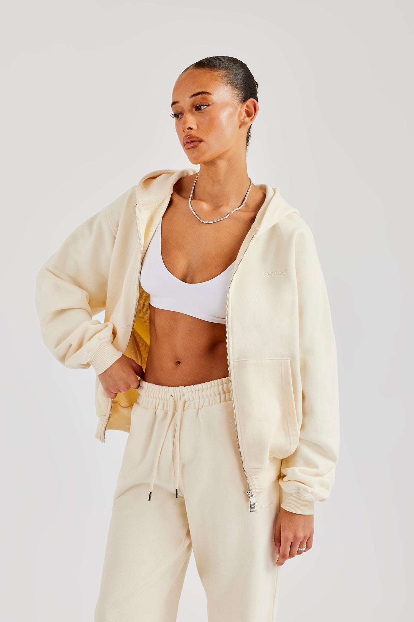 Zip Through Hoodie - Butter Yellow