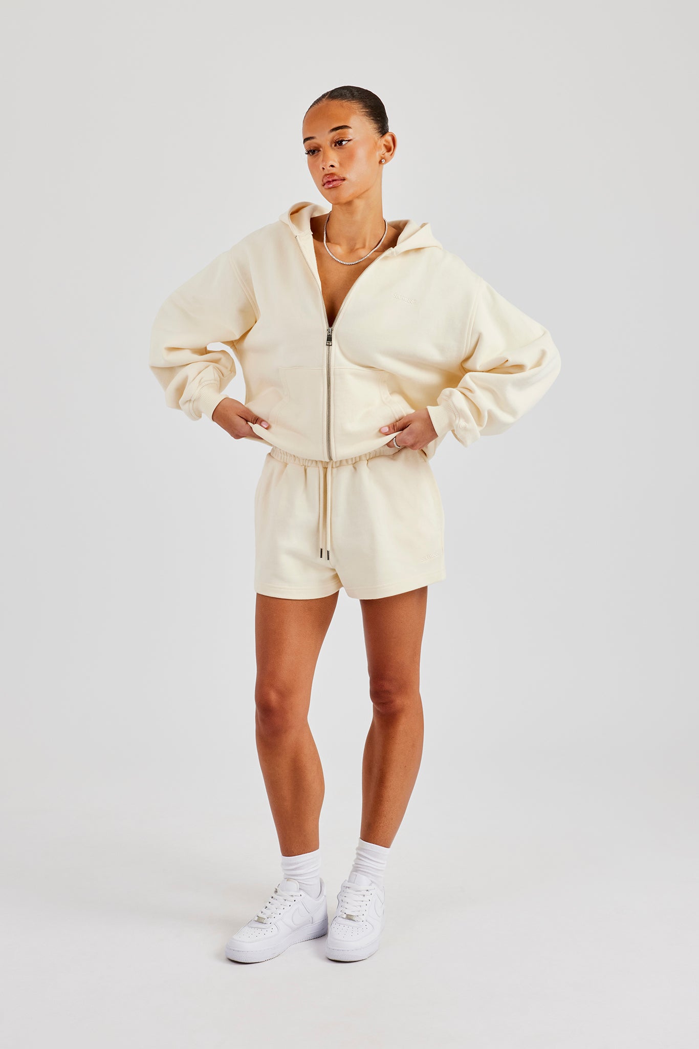 Zip Through Hoodie & Short - Butter Yellow