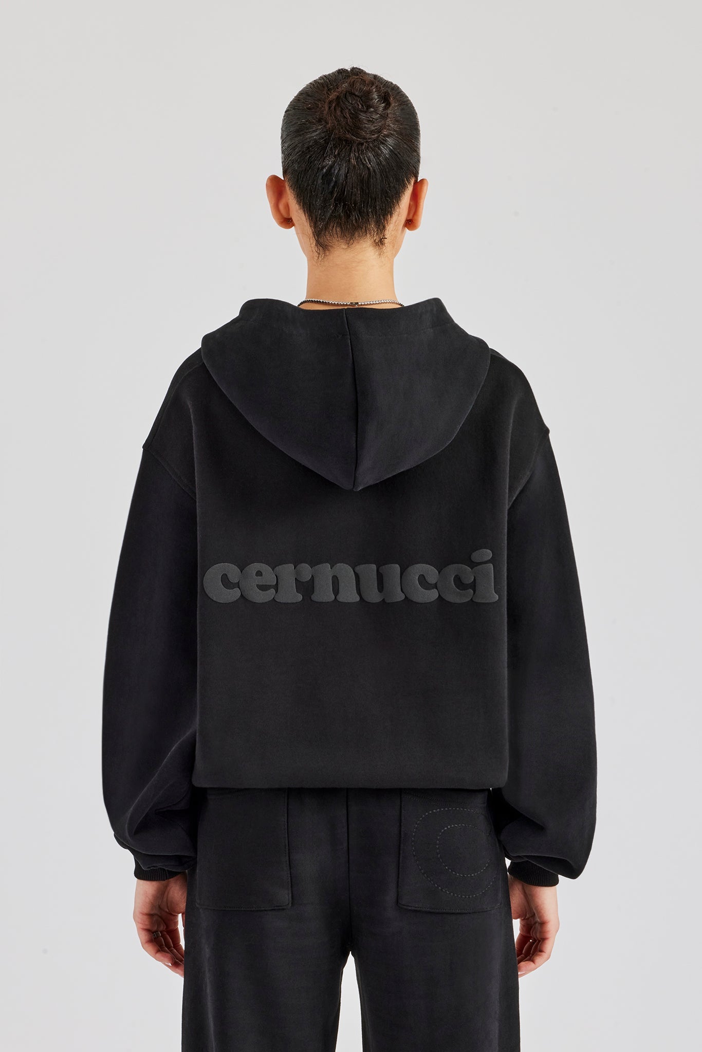 Oversized Zip Through Hoodie - Black