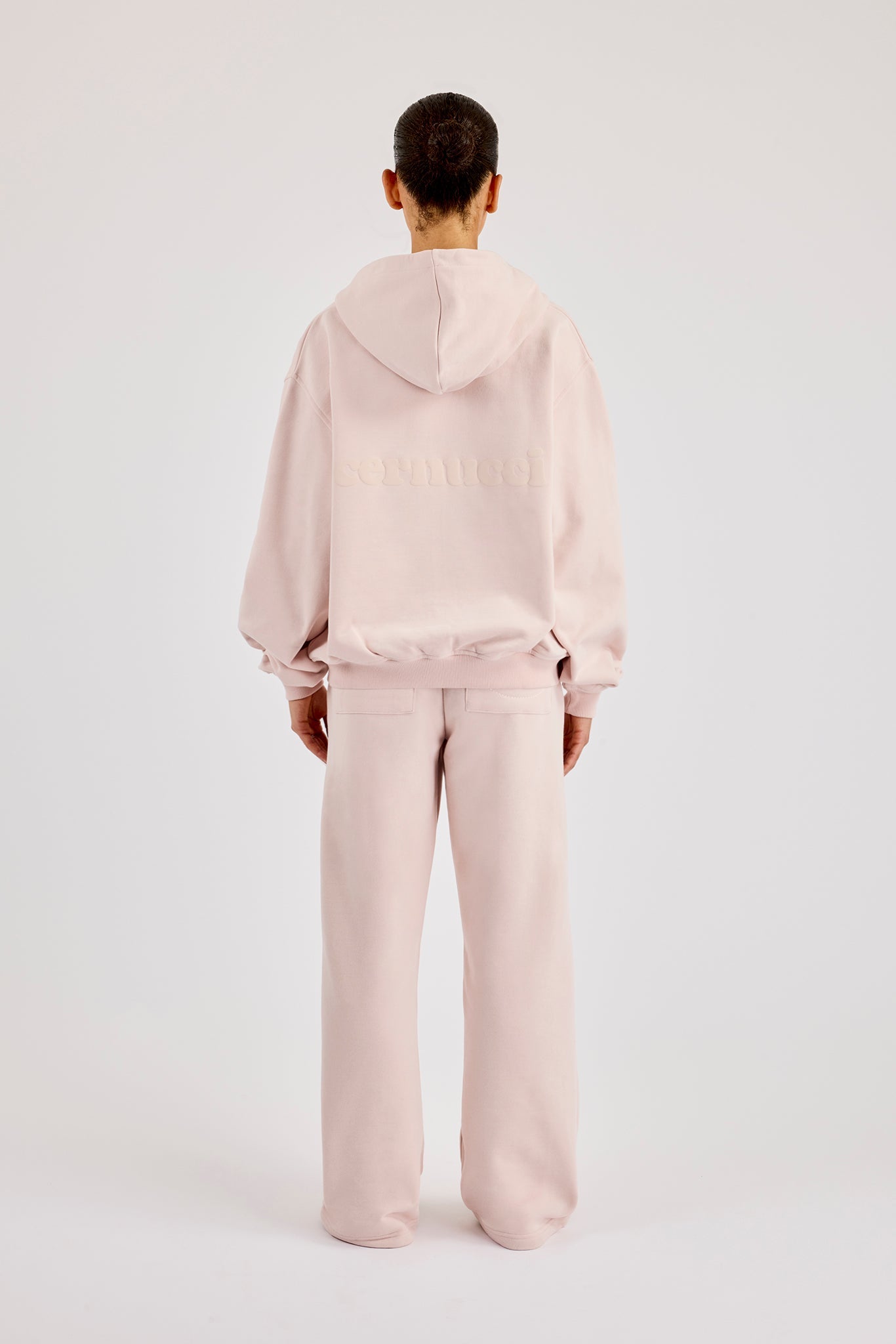 Oversized Zip Through Hoodie & Wide Leg Jogger- Dusty Pink