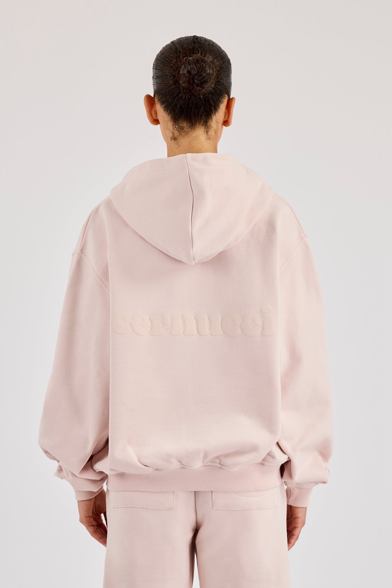Oversized Zip Through Hoodie - Dusty Pink