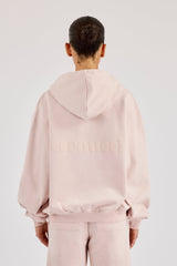 Oversized Zip Through Hoodie - Dusty Pink