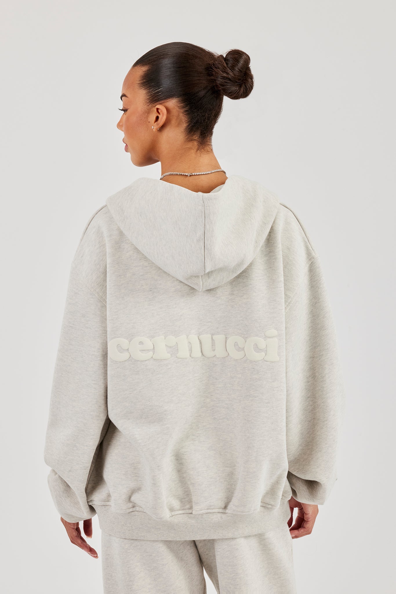 Oversized Zip Through Hoodie - Ash Grey
