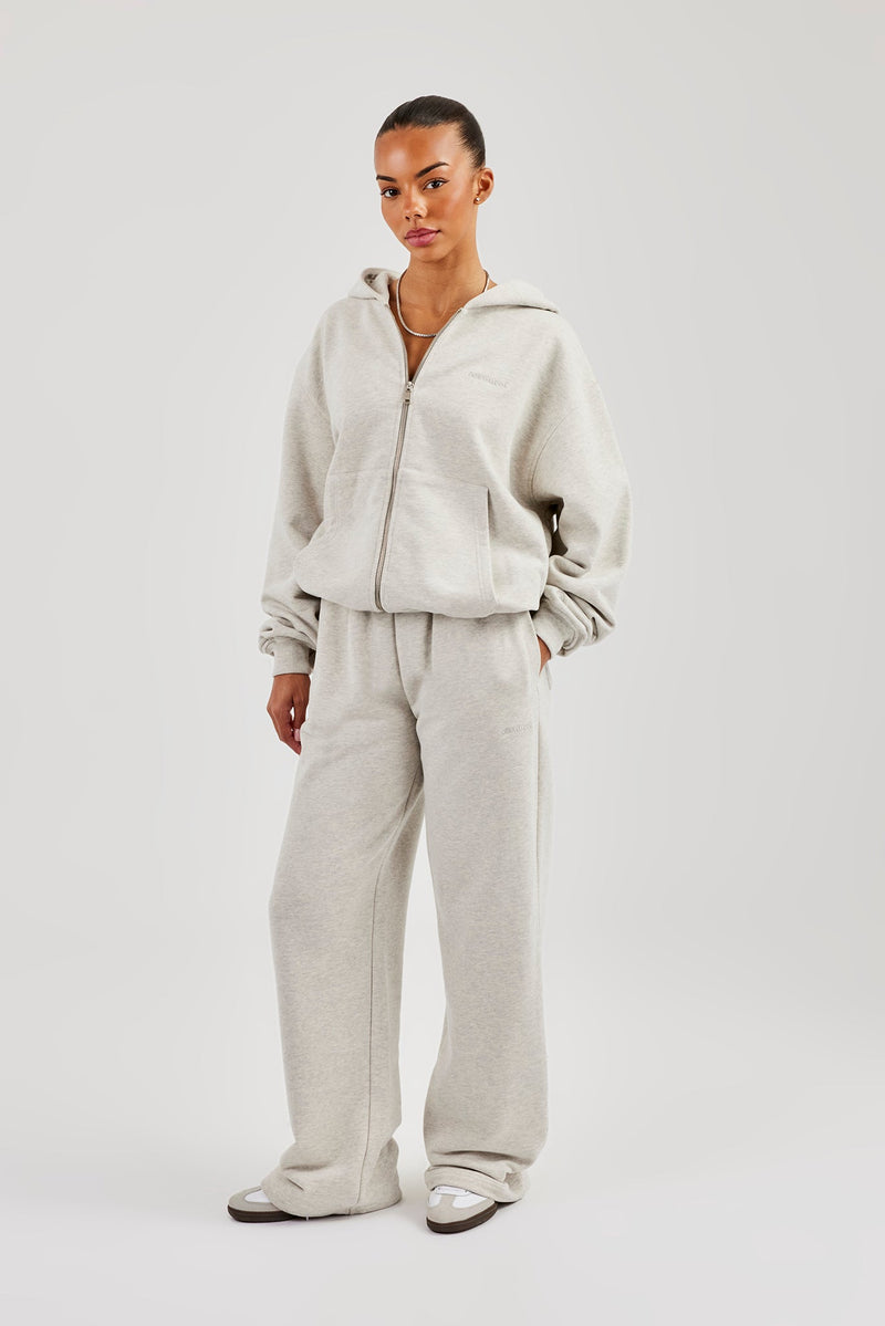 Oversized Zip Through Hoodie - Ash Grey