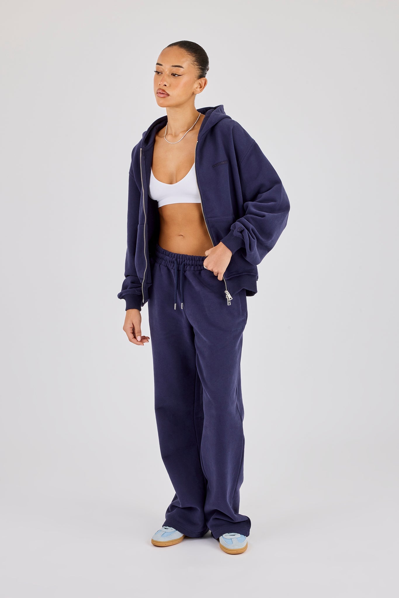 Oversized Zip Through Hoodie & Jogger - Navy