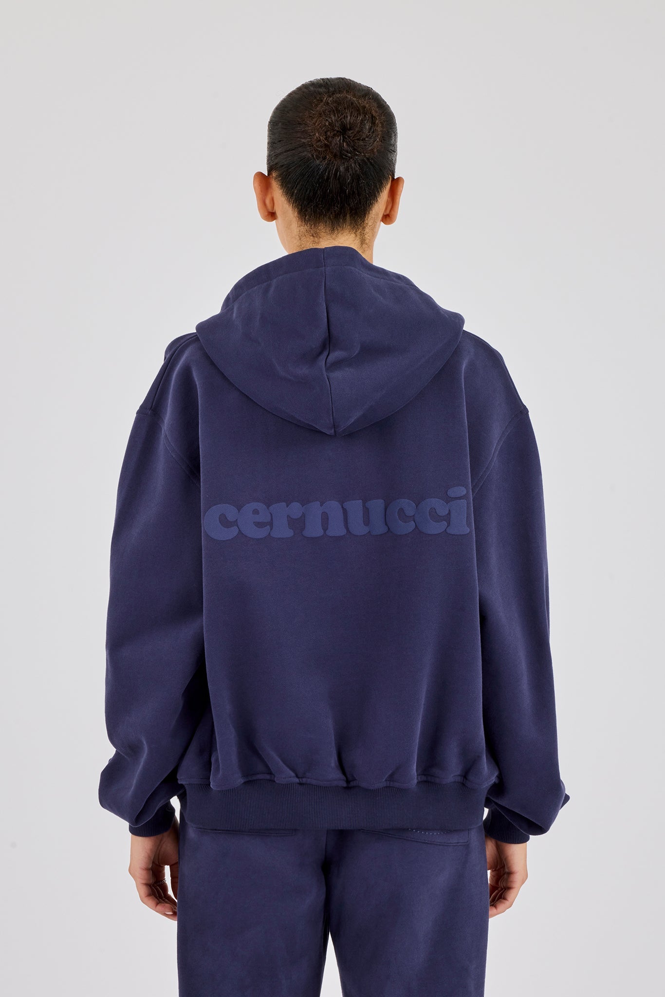 Oversized Zip Through Hoodie - Navy