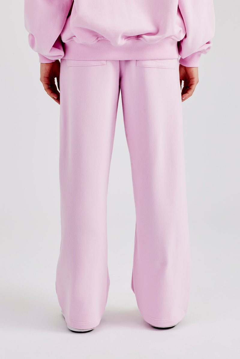 Embroidered Wide Leg Jogger - Pink