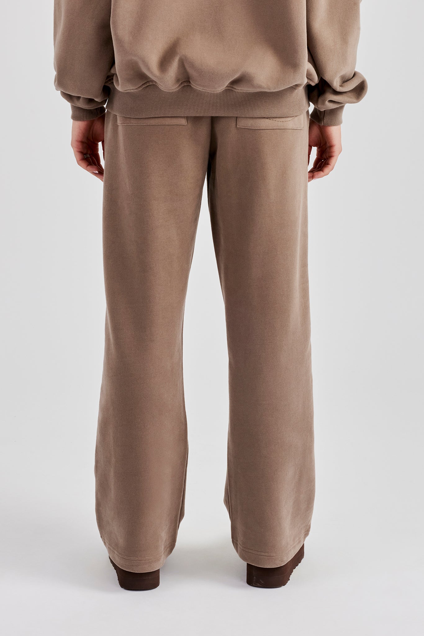 Embroidered Wide Leg Jogger - Taupe