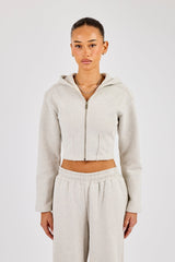 Corset Fitted Zip Hoodie - Ash Grey