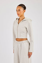 Corset Fitted Zip Hoodie - Ash Grey