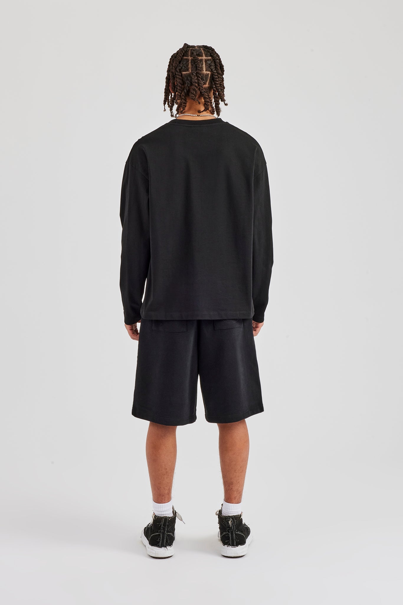 Cernucci Long Sleeve Regular T-Shirt & Washed Jersey Jort - Black