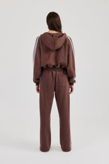 Studios Taping Boxy Zip Through Hoodie & Wide Leg Joggers - Chocolate