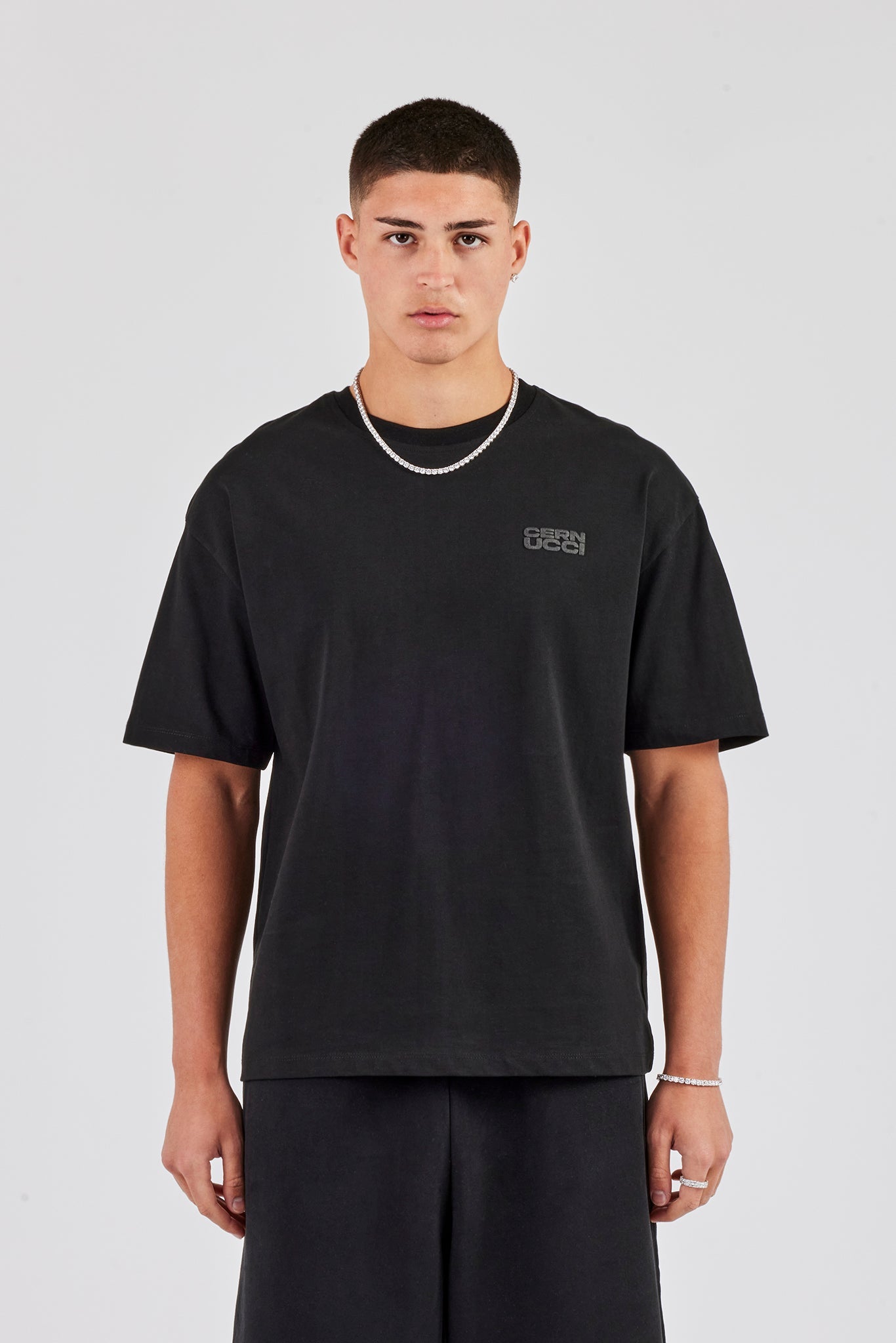 Washed Cernucci Print T-Shirt - Black