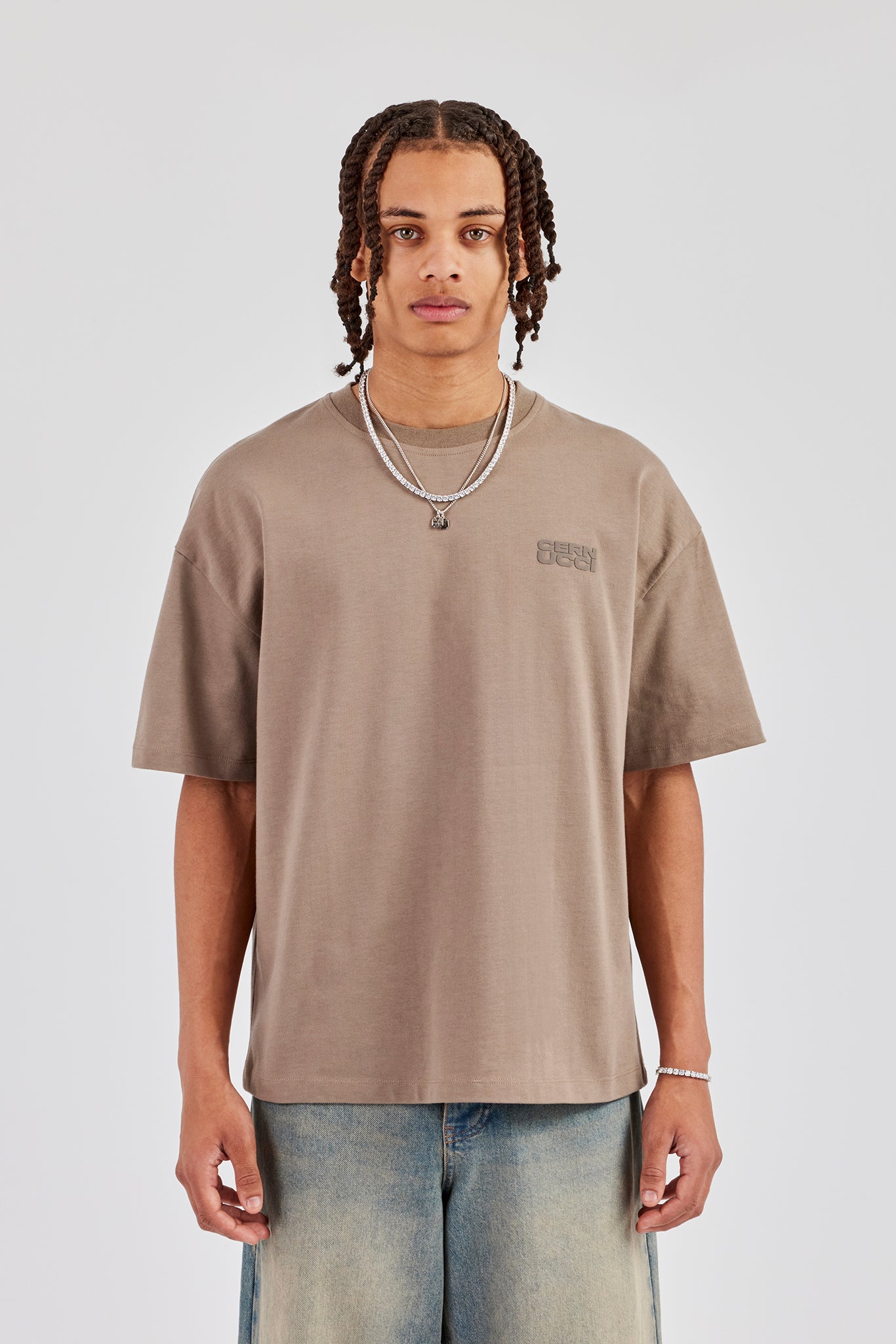 Washed Cernucci Print T-Shirt - Taupe