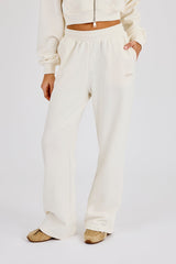 Embroidered Logo Wide Leg Jogger - Off White