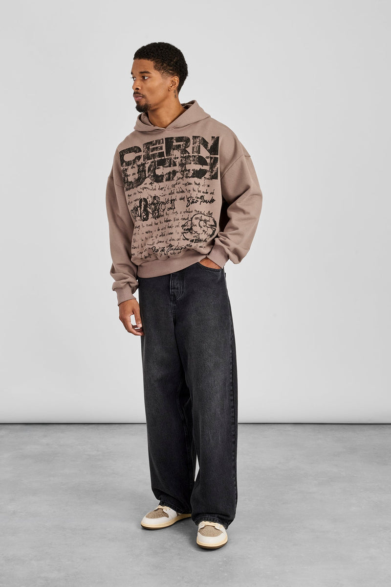 Cernucci Stacked Boxy Hoodie - Taupe