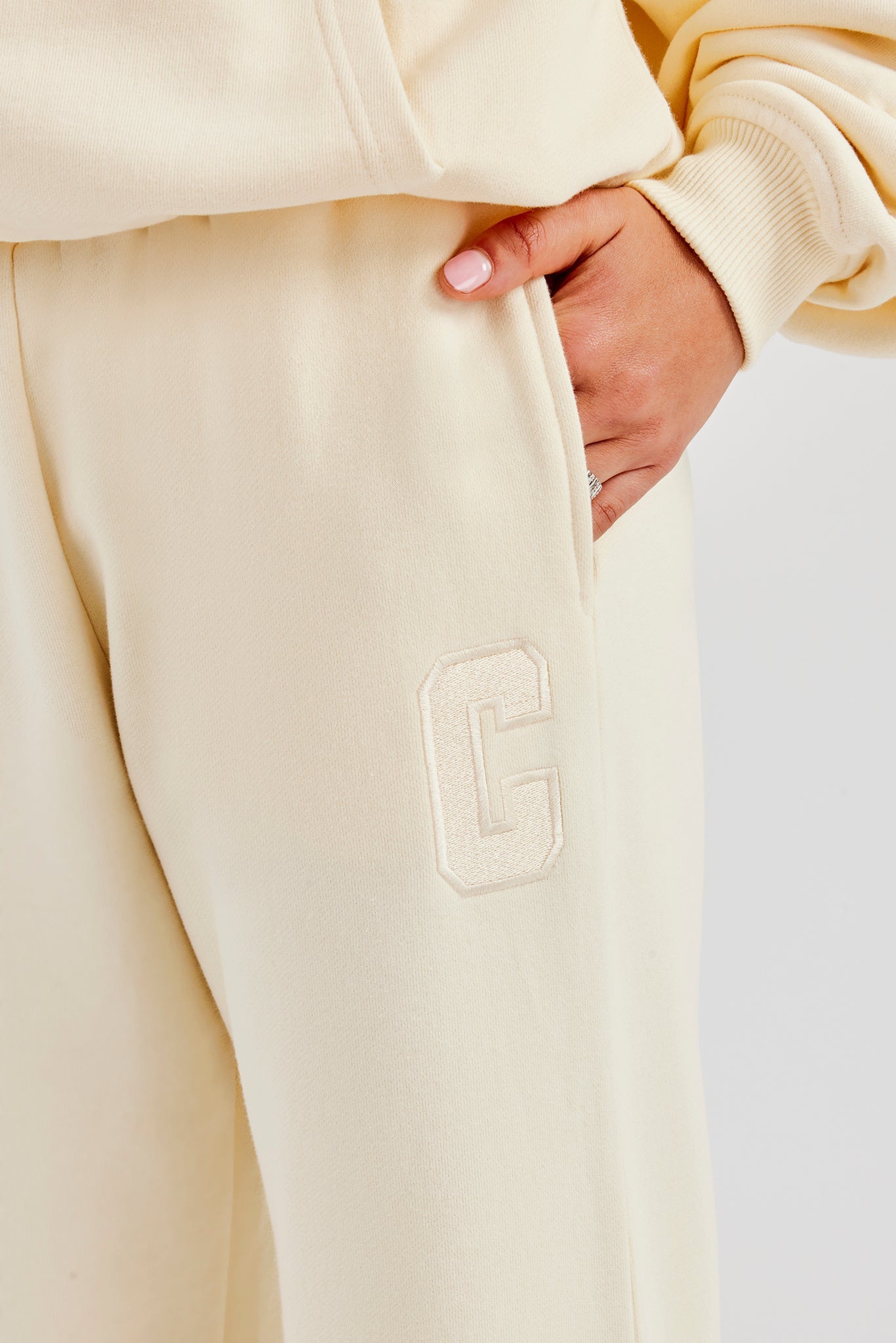 Embroidered C Jogger - Butter Yellow