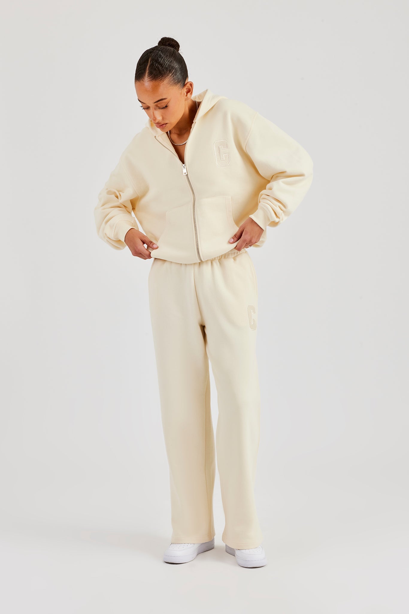 C Embroidered Zip Through Tracksuit - Butter Yellow