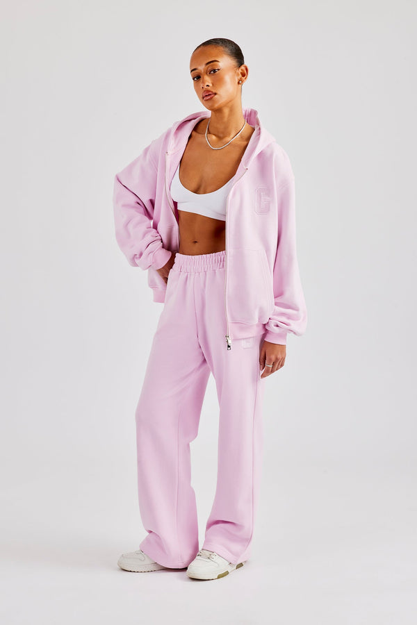 Embroidered C Zip Through Tracksuit - Pink