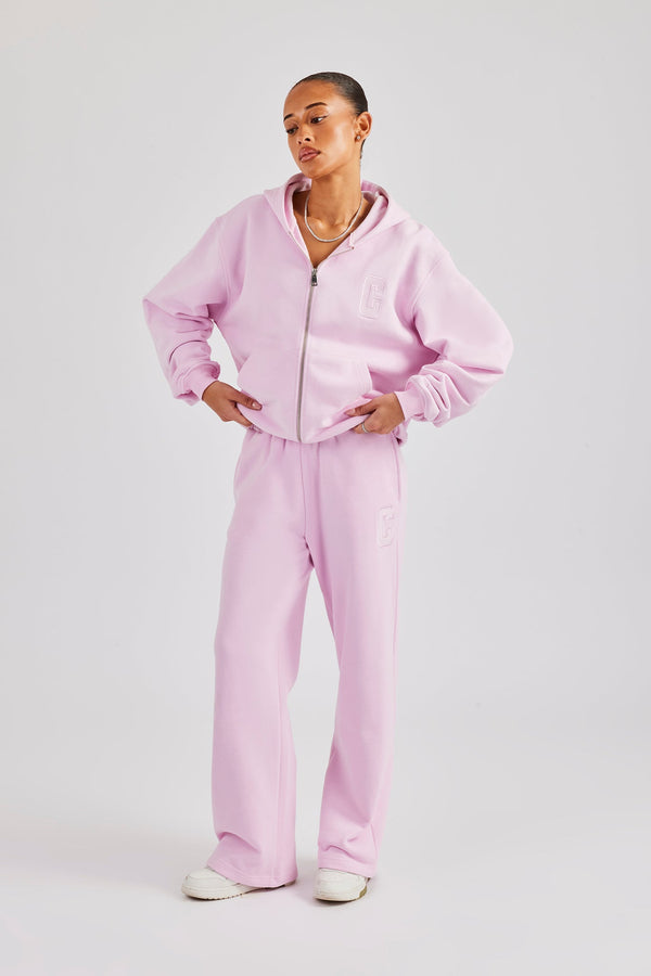 Embroidered C Zip Through Tracksuit - Pink