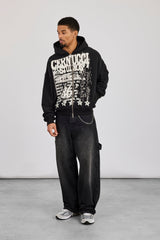 Cernucci Studios Text Print Zip Hoodie - Black