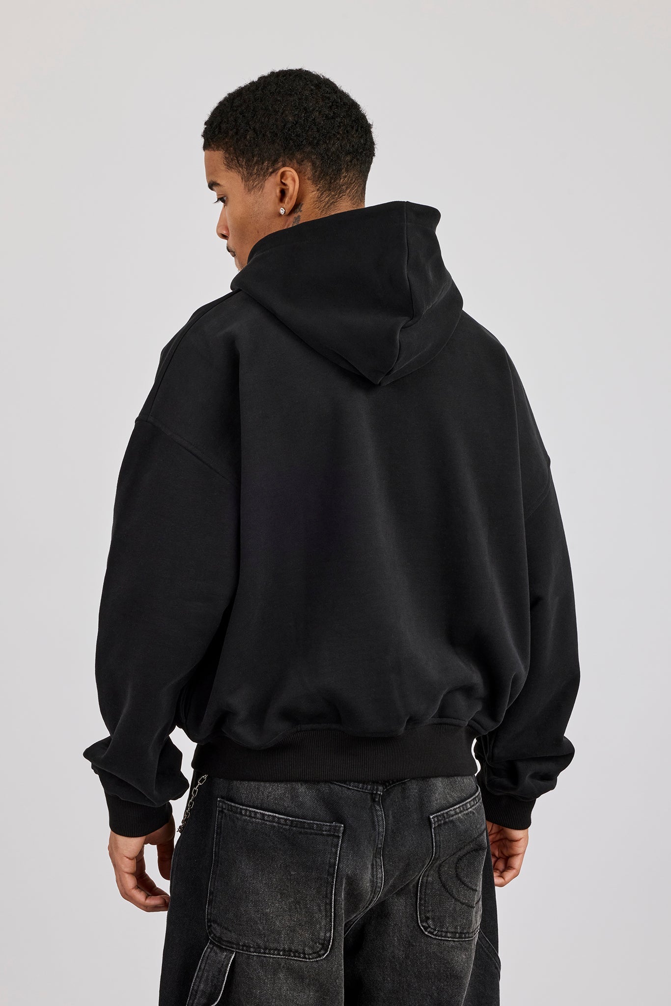 Cernucci Studios Text Print Zip Hoodie - Black