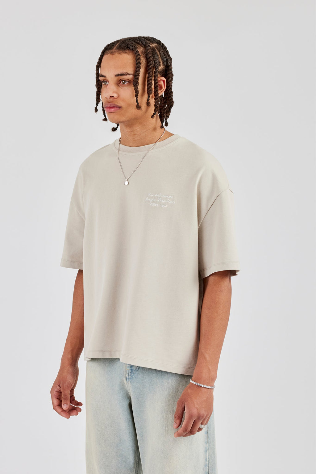 Oversized Washed Text T-Shirt - Washed Stone | Mens Tees & Vests | Shop ...