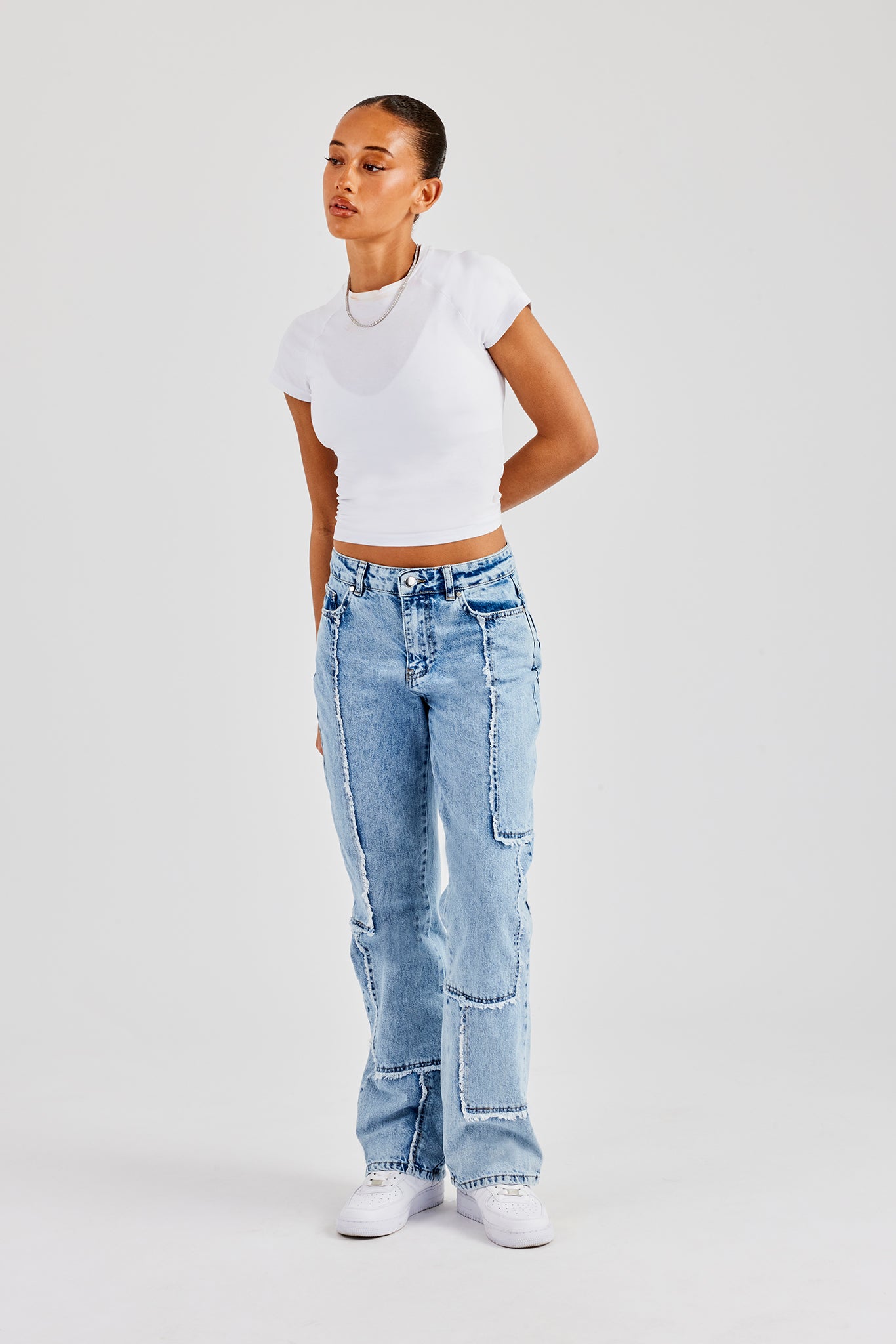 Relaxed Raw Edge Detail Jeans - Ice Blue