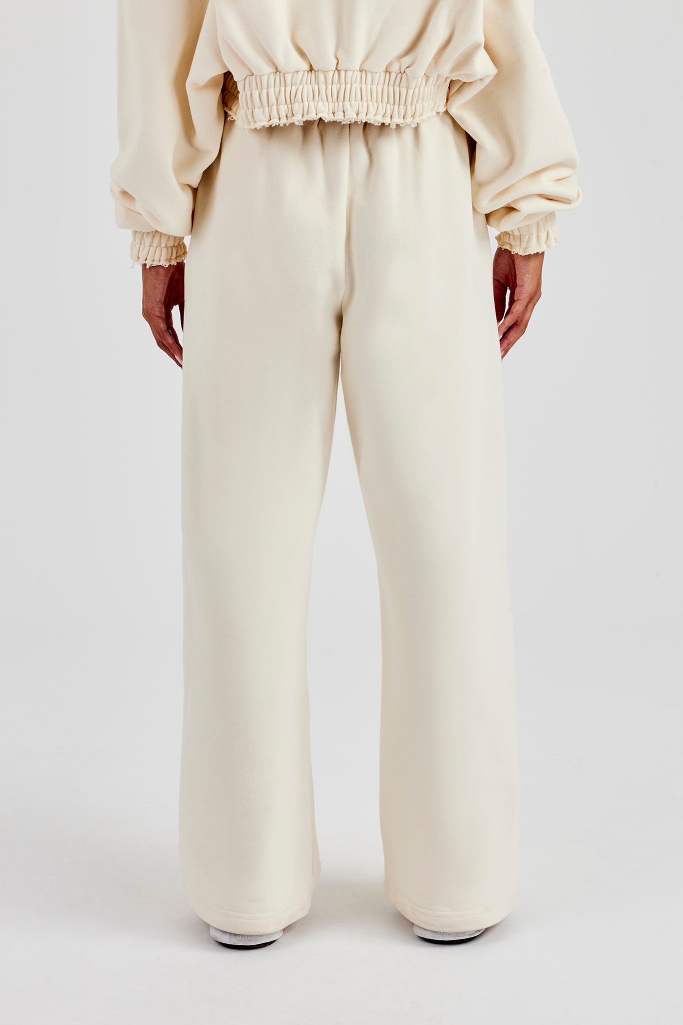 Distressed Applique Wide Leg Jogger - Butter Yellow