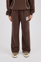 Distressed 86 Wide Leg Jogger - Chocolate
