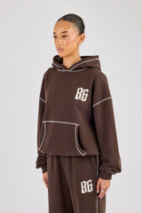 Distressed 86 Oversized Hoodie - Chocolate