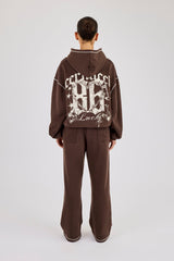 Distressed 86 Oversized Hoodie & Wide Leg Jogger - Chocolate