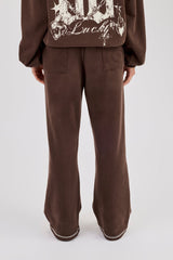 Distressed 86 Wide Leg Jogger - Chocolate