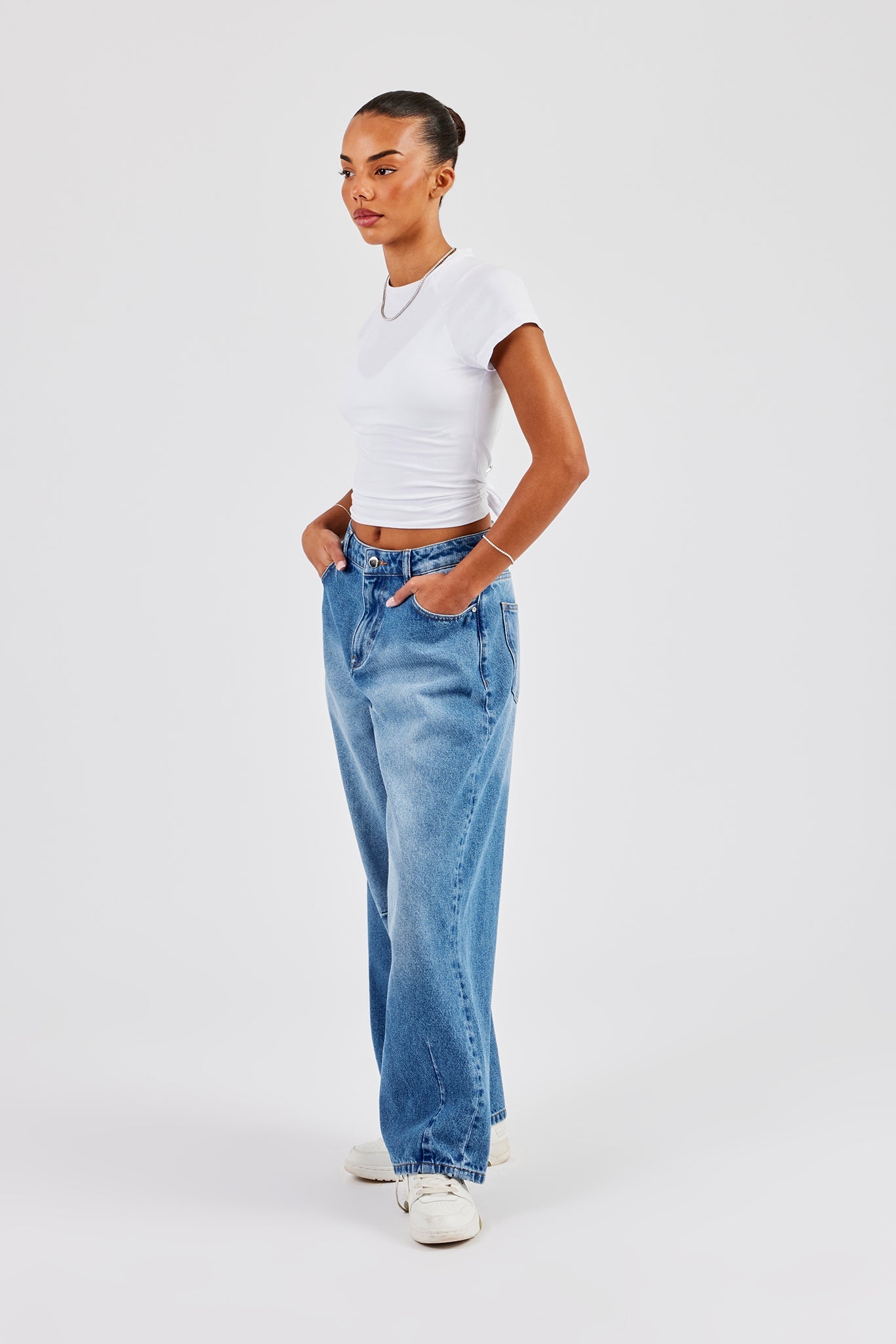 Baggy Balloon Fit Jeans - Mid Blue | Womens Denim | Shop Denim