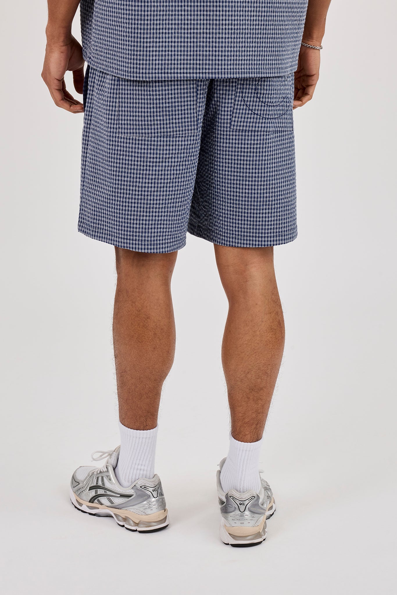 Relaxed Check Short - Navy