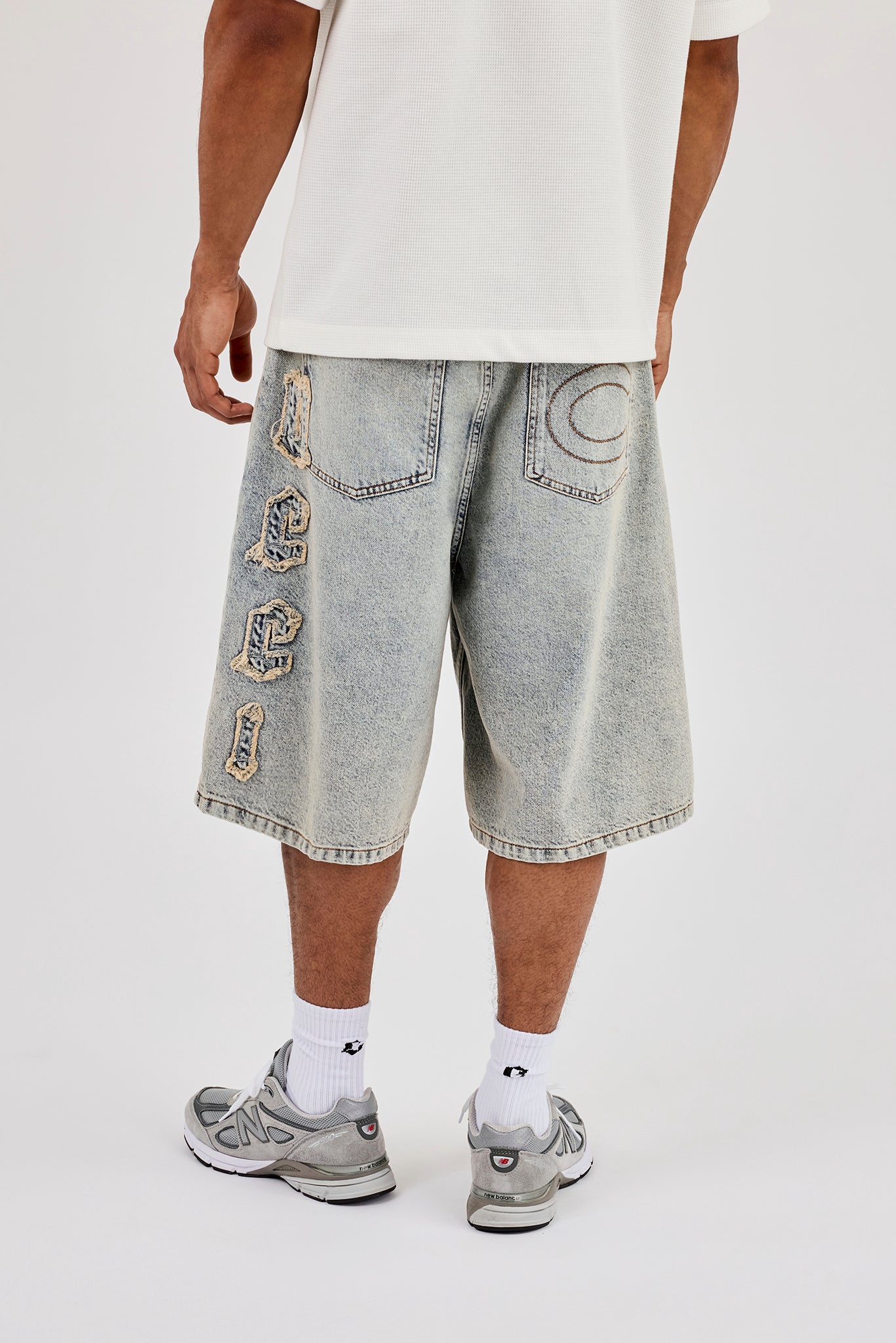 Logo Applique Denim Jorts - Antique Wash