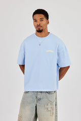 Boxy Carioca Palm Graphic T-Shirt - Blue