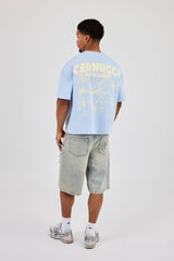Boxy Carioca Palm Graphic T-Shirt - Blue