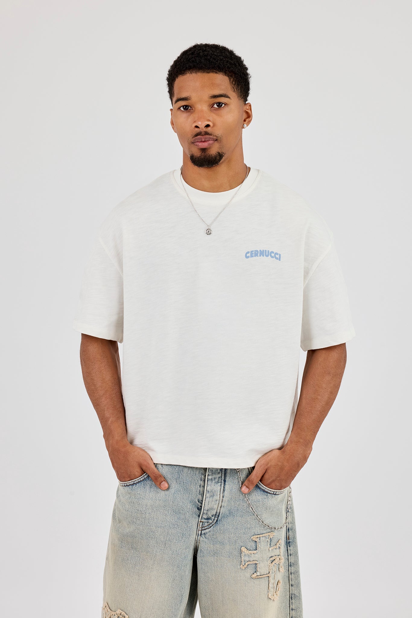 Boxy Carioca Palm Graphic Slub T-Shirt - White