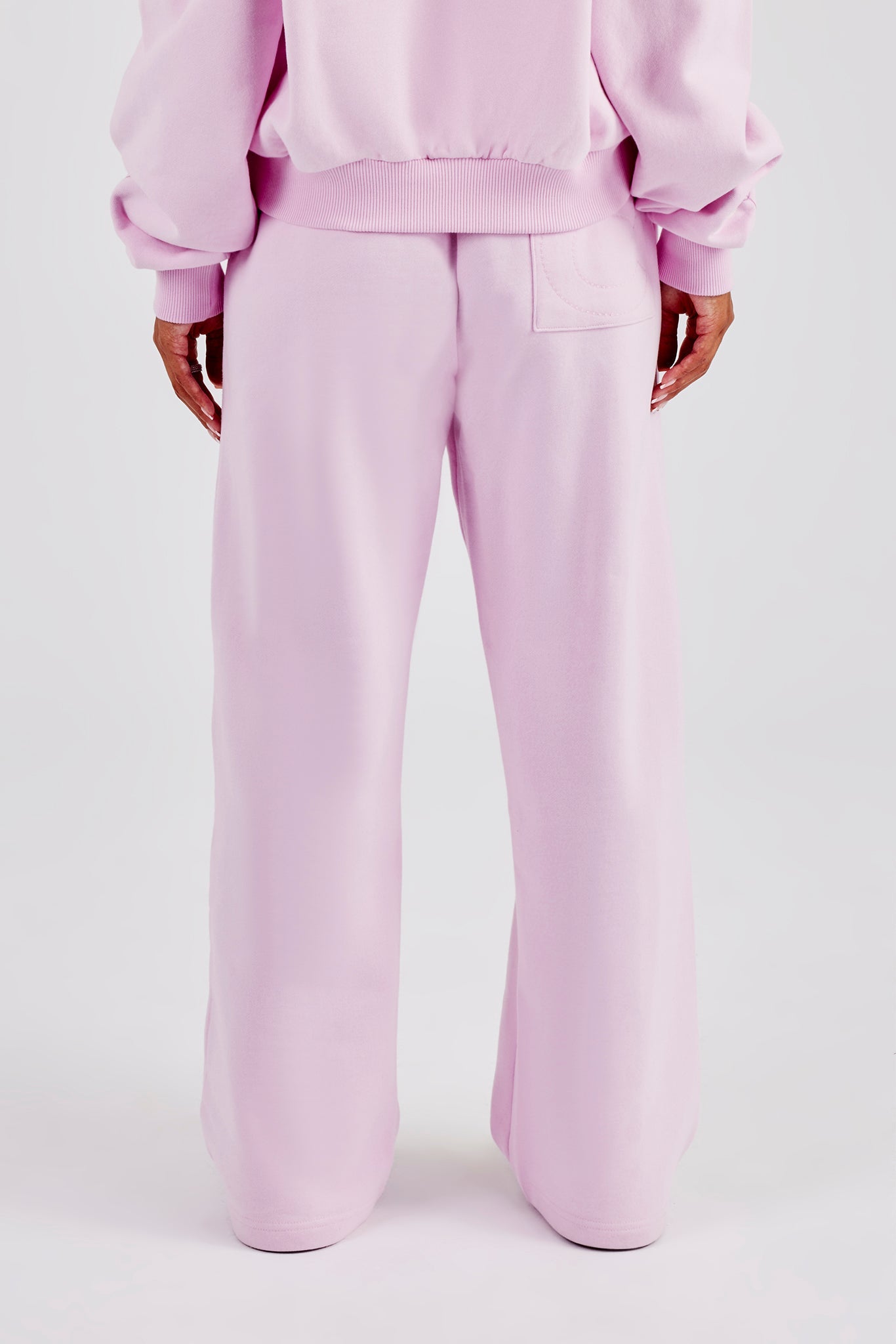 Embroidered Applique Wide Leg Jogger - Pink