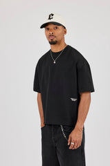Boxy Fit T-Shirt With Micro Branding - Black