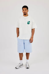 Jersey Jort With Pocket Detail - Light Blue