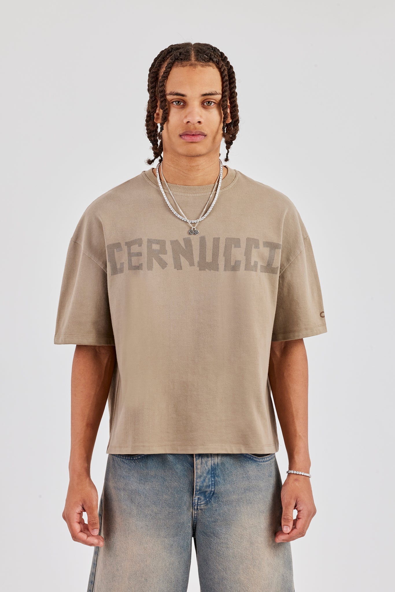 Cernucci Print Boxy T-Shirt - Taupe