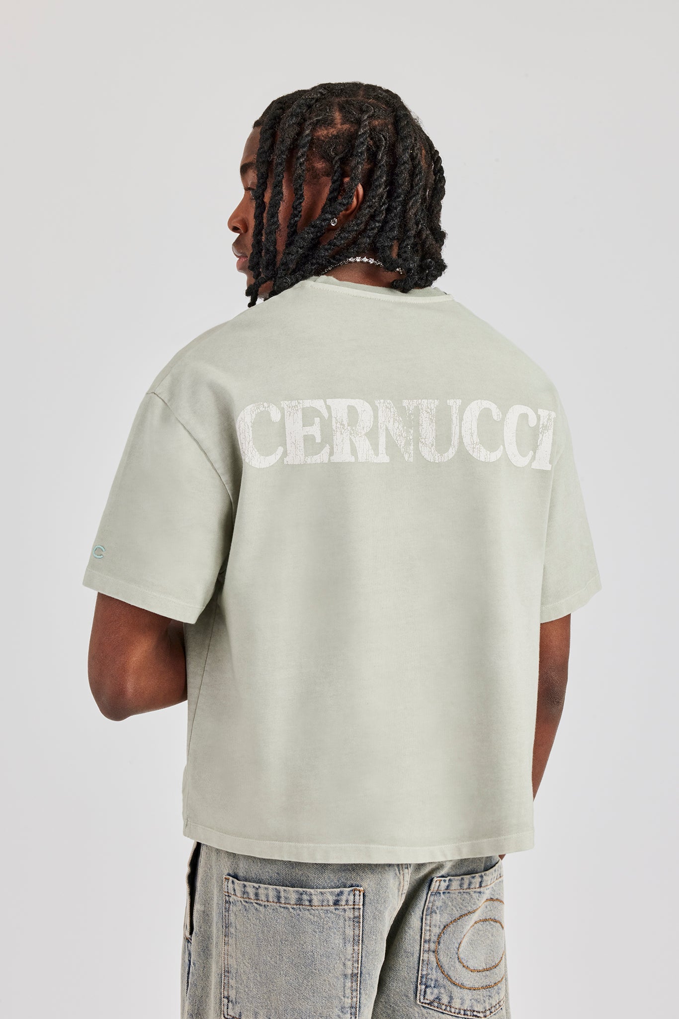 Cracked Back Print Boxy T-Shirt - Green