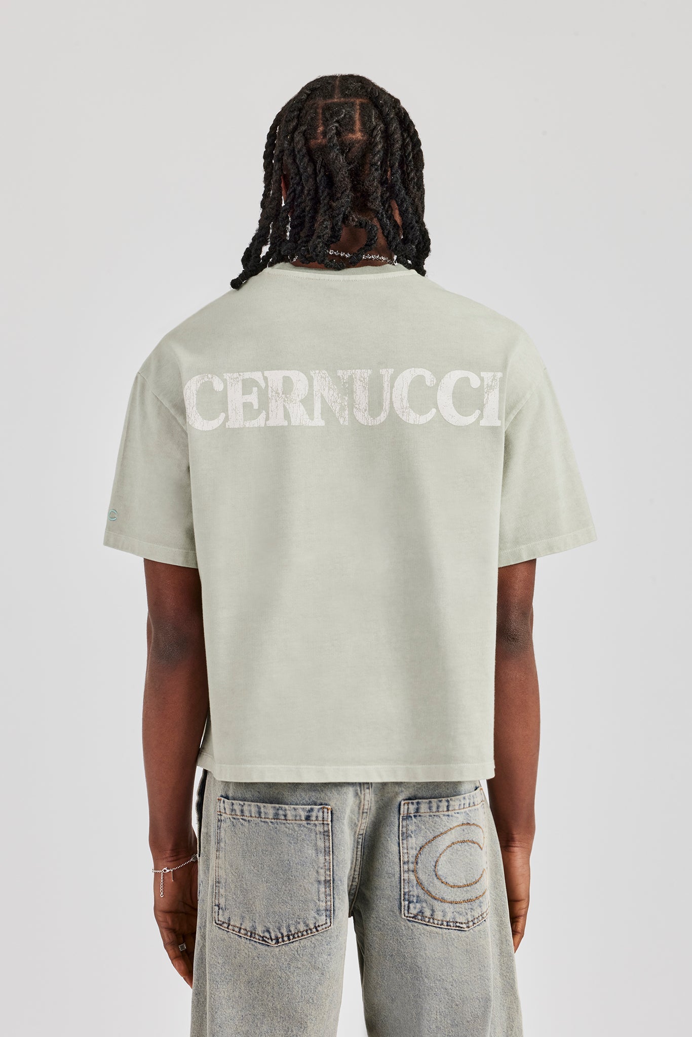 Cracked Back Print Boxy T-Shirt - Green