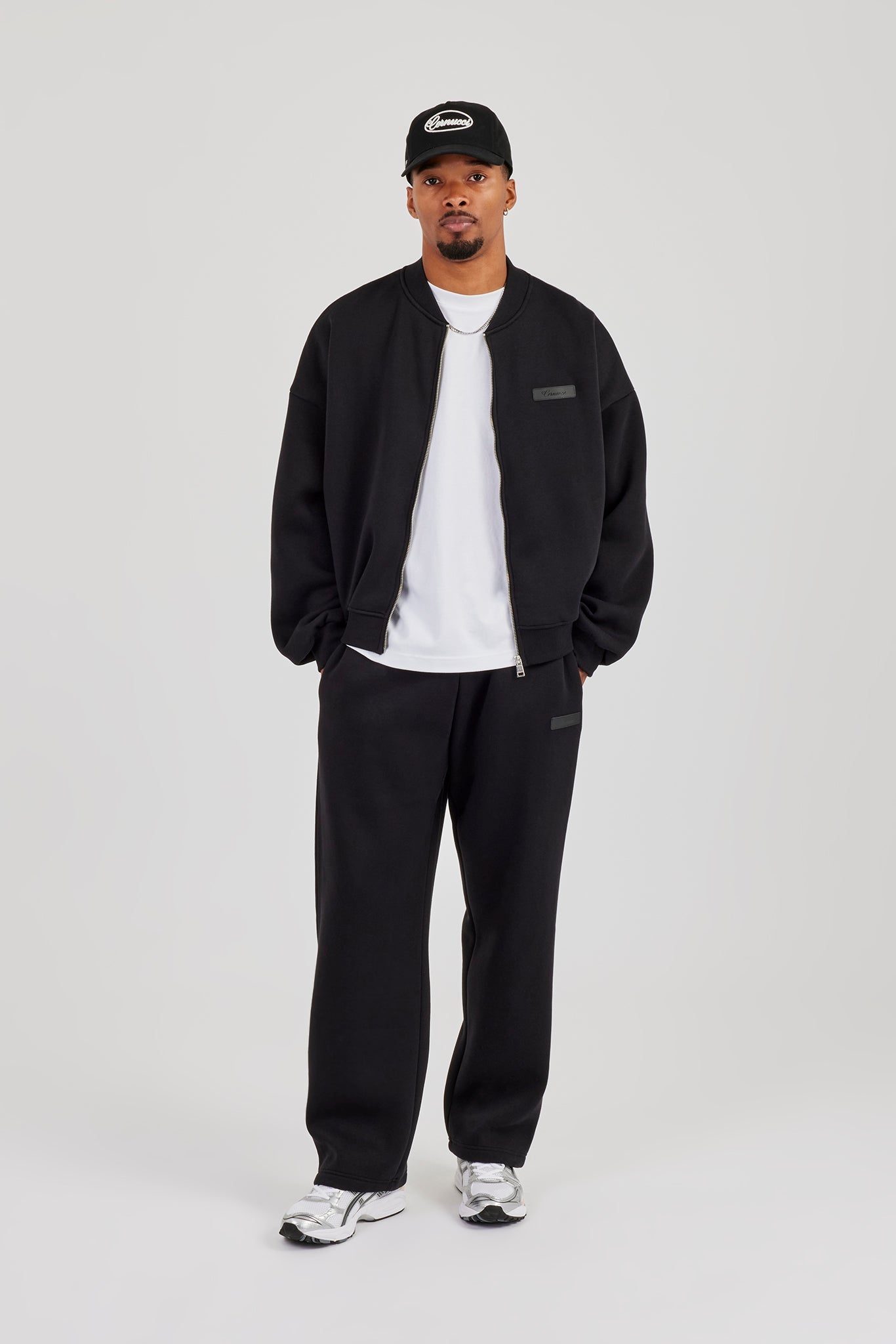 Logo Tab Bomber & Relaxed Jogger - Black