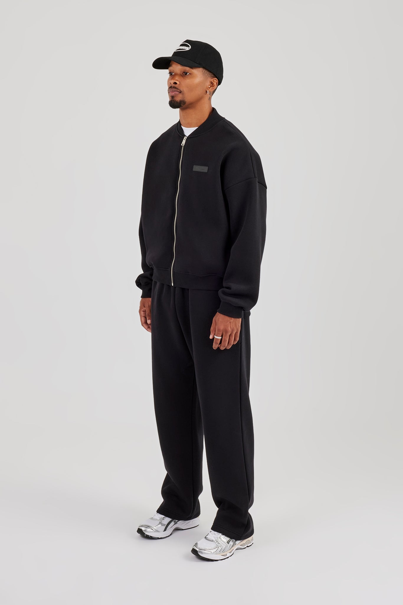 Logo Tab Bomber & Relaxed Jogger - Black