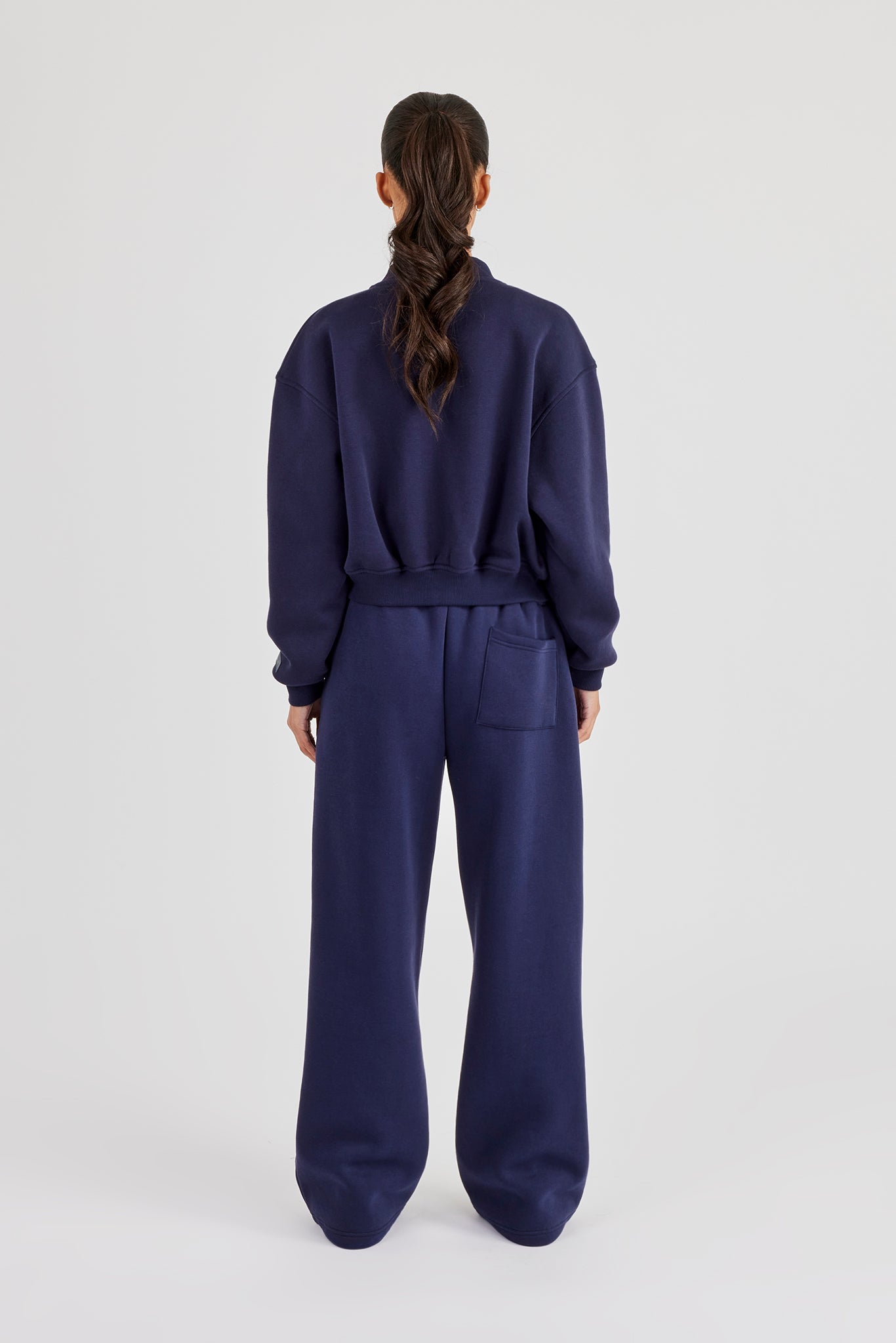 Logo Tab Seam Detail Bomber & Wide Leg Jogger - Navy Blue